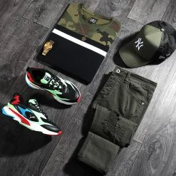 Promo ⭐ Tee Shirt Tricolore 1576 Vert Kaki Noir Camouflage de LBO ✔️ -France LBO Soldes Boutique lbo 248907 FAB SHALBO 1576 20210308T073002 03