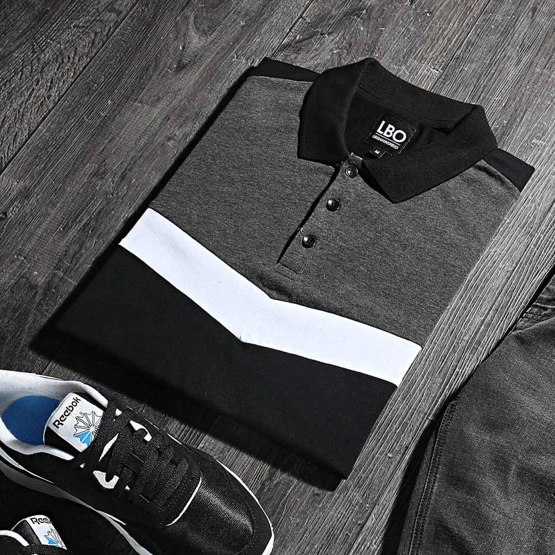 Offres 🛒 Polo Manches Courtes Tricolore 1554 Noir Gris Anthracite de LBO 😍 6 Offres 🛒 Polo Manches Courtes Tricolore 1554 Noir Gris Anthracite de LBO 😍 – Image 4