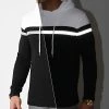 Coupon 👍 Sweat Capuche Tricolore Bande Reflector 1270 Noir Blanc de LBO ⌛ -France LBO Soldes Boutique lbo 249160 FAB SHALBO 1270 20210312T153520 01