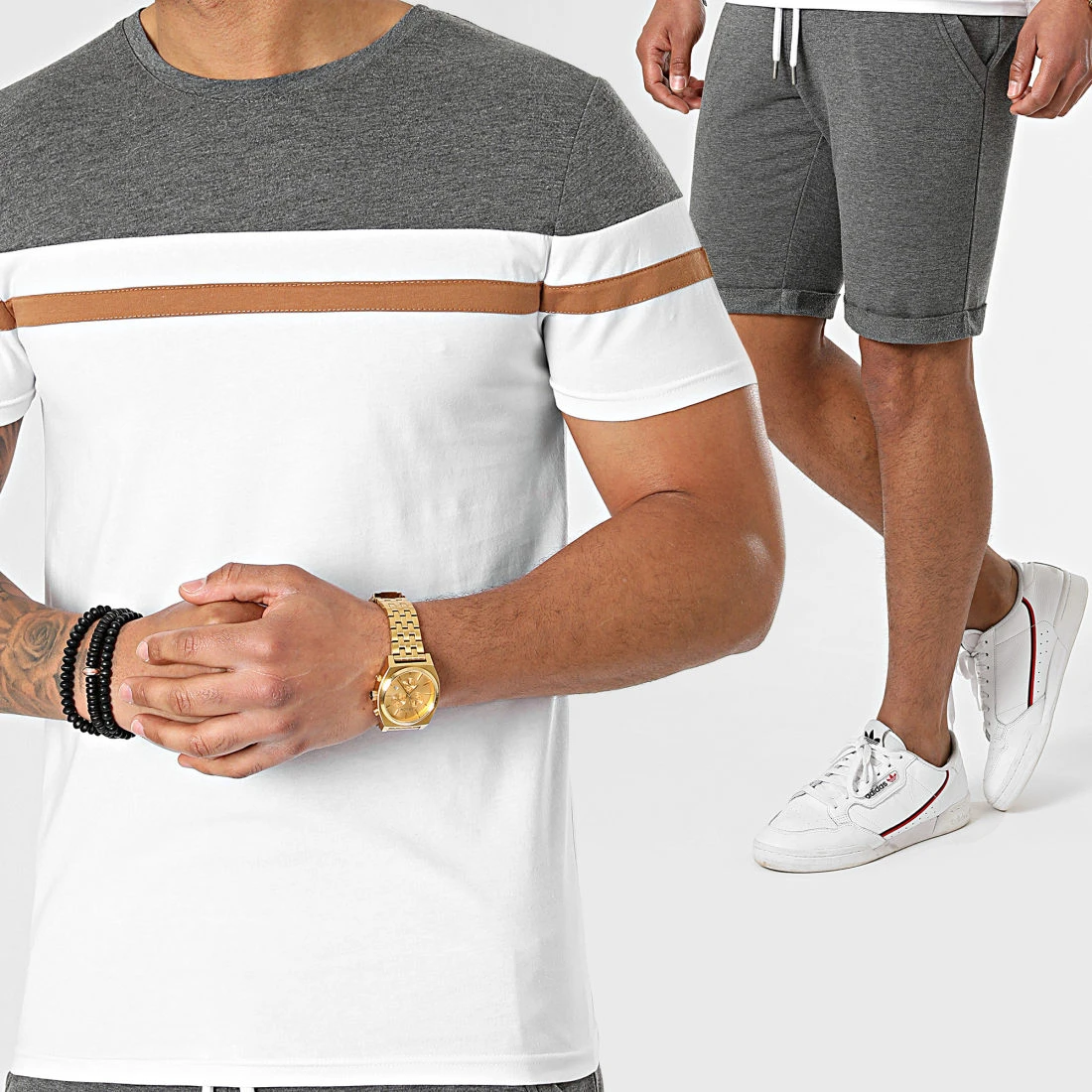 Budget ✨ Ensemble Tee ⌛ Shirt Et Short 1560 Gris Anthracite Camel Blanc de LBO 🧨 3 Budget ✨ Ensemble Tee ⌛ Shirt Et Short 1560 Gris Anthracite Camel Blanc de LBO 🧨