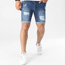 Le moins cher ✔️ Short Jean Skinny Fit Avec Dechirures 1468 Denim Bleu Medium de LBO ✨ -France LBO Soldes Boutique lbo 253814 FAB SHALBO 1468 20210402T141059 03