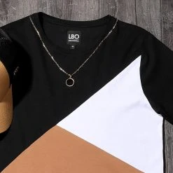 Meilleure affaire 🎉 Tee Shirt Tricolore 1603 Noir Blanc Camel de LBO 🛒 -France LBO Soldes Boutique lbo 253842 FAB SHALBO 1603 20210408T080323 06