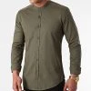Sortie ⌛ Chemise Manches Longues Col Mao Slim Fit 1706 Vert Kaki de LBO 🥰 -France LBO Soldes Boutique lbo 255462 FAB SHALBO 1706 20210430T115749 01