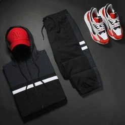 Grosses soldes 🔔 Ensemble De Survêtement Tricolore A Bandes 1179 Noir Gris Anthracite de LBO ✔️ -France LBO Soldes Boutique lbo 256829 NPC FAB SHALBO 1179 20211119T082259 05