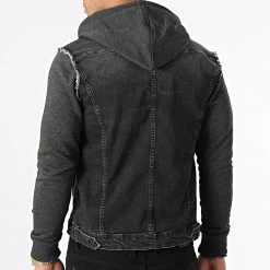 Meilleur prix 🛒 Veste Jean A Capuche 1517 Gris Anthracite de LBO 🥰 -France LBO Soldes Boutique lbo 256834 FAB SHALBO 1517 20210915T081906 04