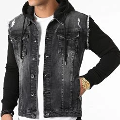 Meilleure vente ✔️ Veste Jean A Capuche 1518 Noir de LBO 😉