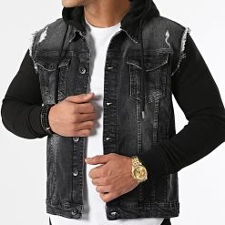 Meilleure vente ✔️ Veste Jean A Capuche 1518 Noir de LBO 😉 -France LBO Soldes Boutique lbo 256835 FAB SHALBO 1518 20210915T082045 01