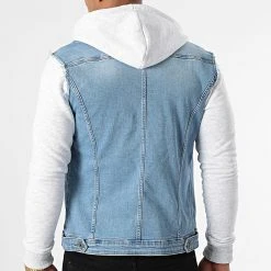 Nouveau 🥰 Veste Jean A Capuche 1519 Bleu Denim Gris Clair de LBO 🧨 -France LBO Soldes Boutique lbo 256843 FAB SHALBO 1519 20210917T121922 04