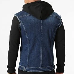 Grosses soldes 👏 Veste Jean A Capuche 1521 Bleu Foncé Denim Noir de LBO 🔔 -France LBO Soldes Boutique lbo 256850 FAB SHALBO 1521 20210917T122339 04