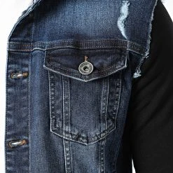 Grosses soldes 👏 Veste Jean A Capuche 1521 Bleu Foncé Denim Noir de LBO 🔔 -France LBO Soldes Boutique lbo 256850 FAB SHALBO 1521 20210917T122356 02