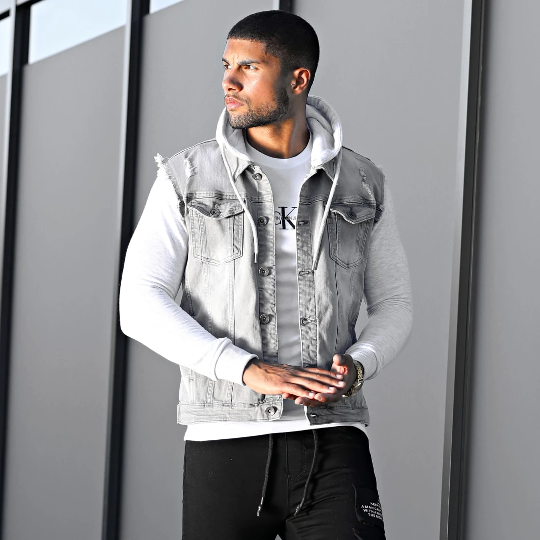 Bon marché 🎉 Veste Jean A Capuche 1528 Gris Denim Gris Clair de LBO ❤️ 7 Bon marché 🎉 Veste Jean A Capuche 1528 Gris Denim Gris Clair de LBO ❤️ – Image 5