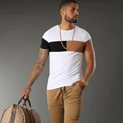 Offres ⭐ Tee 🛒 Shirt Empiècement Bicolore 1648 Blanc de LBO 👍 -France LBO Soldes Boutique lbo 258498 FAB SHALBO 1648 20210505T095051 04