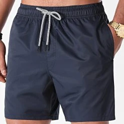 Le moins cher 🥰 Short De Bain Uni 0002 Bleu Marine de LBO ⭐