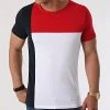 De gros 😉 Tee Shirt Bande Tricolore 1621 Blanc Bleu Marine Rouge de LBO 🎉 -France LBO Soldes Boutique lbo 260041 FAB SHALBO 1621 20210430T115647 01