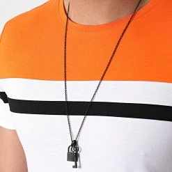 Sortie ✔️ Tee 🌟 Shirt Tricolore 1632 Blanc Orange de LBO 😀 -France LBO Soldes Boutique lbo 261257 FAB SHALBO 1632 20210518T135902 02