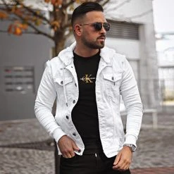 Meilleure vente 😉 Veste Jean A Capuche 1616 Blanc Denim Blanc de LBO 😉 -France LBO Soldes Boutique lbo 261267 FAB SHALBO 1616 20220204T073528 05