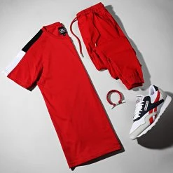 Le moins cher 🔥 Tee Shirt Raglan Bandes Bicolore 1742 Rouge de LBO ⭐ -France LBO Soldes Boutique lbo 262930 FAB SHALBO 1742 20210621T074518 03