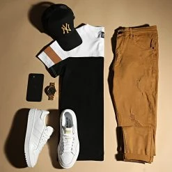 Coupon 🧨 Tee Shirt Tricolore 1644 Blanc Camel Noir de LBO 🔥 -France LBO Soldes Boutique lbo 263520 FAB SHALBO 1644 20210428T085642 03