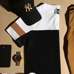 Coupon 🧨 Tee Shirt Tricolore 1644 Blanc Camel Noir de LBO 🔥 -France LBO Soldes Boutique lbo 263520 FAB SHALBO 1644 20210428T085649 04