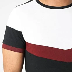 Le moins cher ✔️ Tee Shirt Tricolore 1620 Noir Blanc Bordeaux de LBO ✔️ -France LBO Soldes Boutique lbo 264436 FAB SHALBO 1620 20210701T081135 02