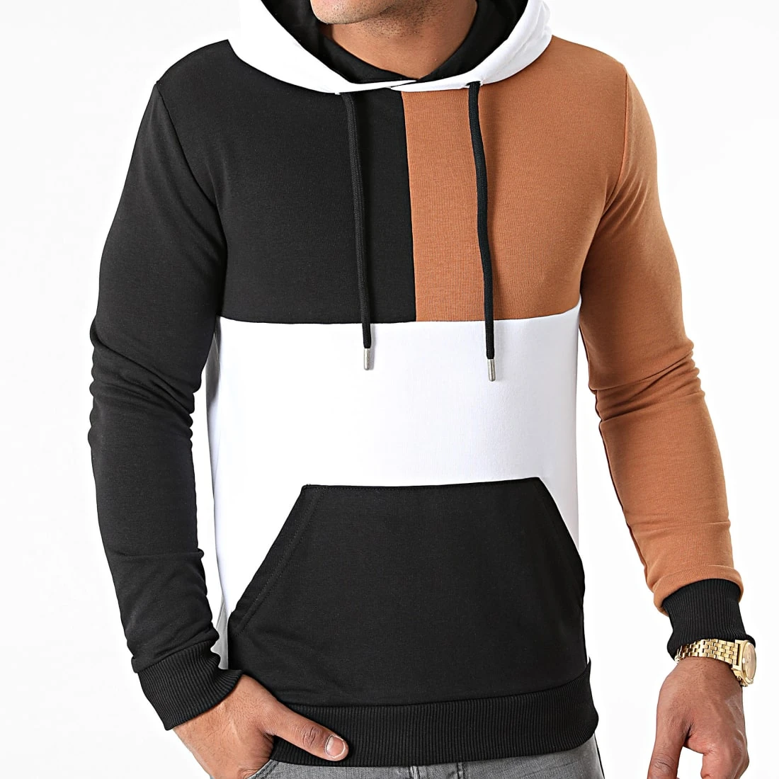 Le moins cher ✔️ Sweat Capuche Colorblock 1715 Noir Blanc Camel de LBO 🥰 3 Le moins cher ✔️ Sweat Capuche Colorblock 1715 Noir Blanc Camel de LBO 🥰