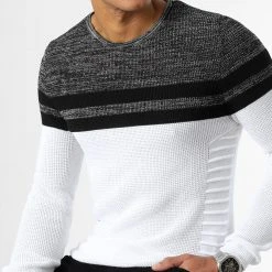 Acheter ✨ Pull Tricolore 0075 Gris Noir Blanc de LBO ❤️ -France LBO Soldes Boutique lbo 266125 LBO 1070546 0075 20221128T154549 02