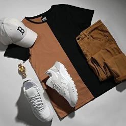 Nouveau ✨ Tee 👏 Shirt Bicolore 1637 Noir Camel de LBO 💯 -France LBO Soldes Boutique lbo 266839 FAB SHALBO 1637 20210623T091619 05