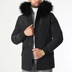 Meilleur prix 👏 Parka Tech Premium Avec Fourrure Noire 0016 Noir de LBO 😉