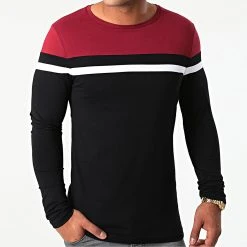 Grosses soldes 🛒 Tee Shirt Manches Longues Tricolore 1815 Bordeaux Blanc Noir de LBO 🛒