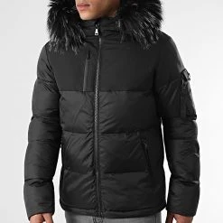 Promo 💯 Doudoune Capuche Tech Puffer Avec Fourrure Noir Melange 0019 Noir de LBO 👍 -France LBO Soldes Boutique lbo 269121 FAB LBO 1070510 0019 20211117T112623 03