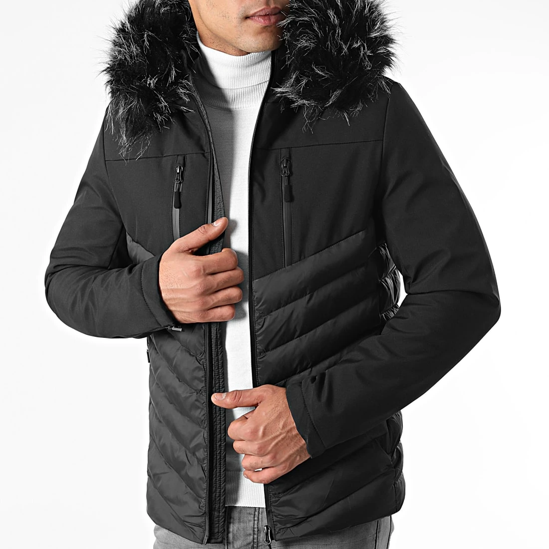 Offres 🌟 Doudoune Capuche Tech Fitted Avec Fourrure Noir Melange 0028 Noir de LBO ⌛ 5 Offres 🌟 Doudoune Capuche Tech Fitted Avec Fourrure Noir Melange 0028 Noir de LBO ⌛ – Image 3