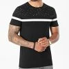 Meilleure vente ❤️ Tee 🌟 Shirt Bicolore Avec Bande 1766 Noir Speckle de LBO 🌟 -France LBO Soldes Boutique lbo 269491 FAB SHALBO 1766 20210715T150813 01