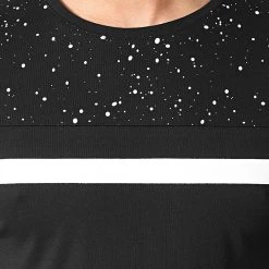 Meilleure vente ❤️ Tee 🌟 Shirt Bicolore Avec Bande 1766 Noir Speckle de LBO 🌟 -France LBO Soldes Boutique lbo 269491 FAB SHALBO 1766 20210715T150815 02