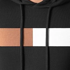 Promo 🧨 Sweat Capuche Bande Bicolore 1794 Noir Blanc Camel de LBO ⭐ -France LBO Soldes Boutique lbo 270348 FAB SHALBO 1794 20210727T153939 02