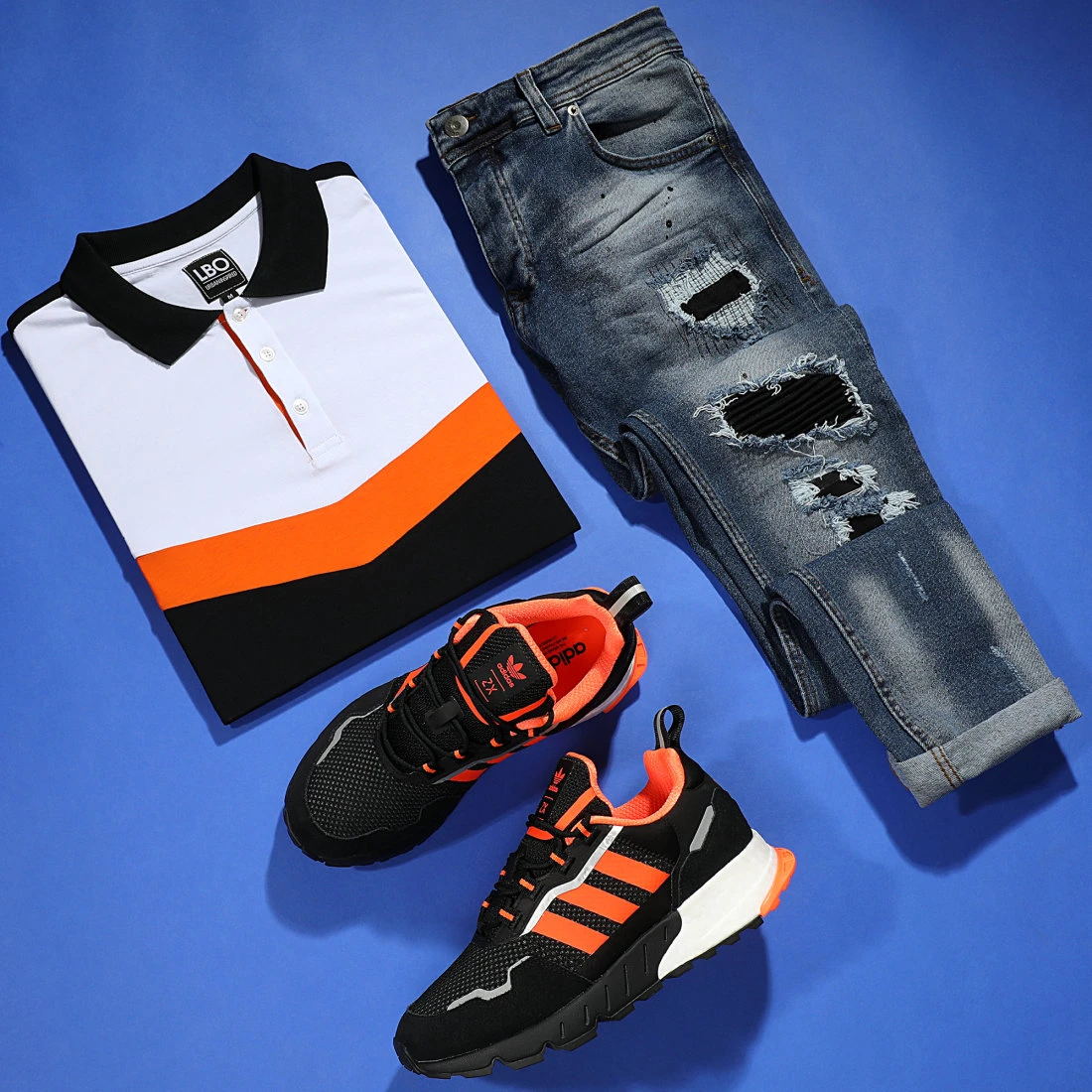 Nouveau ❤️ Polo Manches Courtes Tricolore 1855 Noir Blanc Orange de LBO ⌛ 6 Nouveau ❤️ Polo Manches Courtes Tricolore 1855 Noir Blanc Orange de LBO ⌛ – Image 4