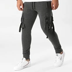 Vente flash ✨ Pantalon Jogging Cargo 1772 Gris Anthracite Chiné de LBO ⭐