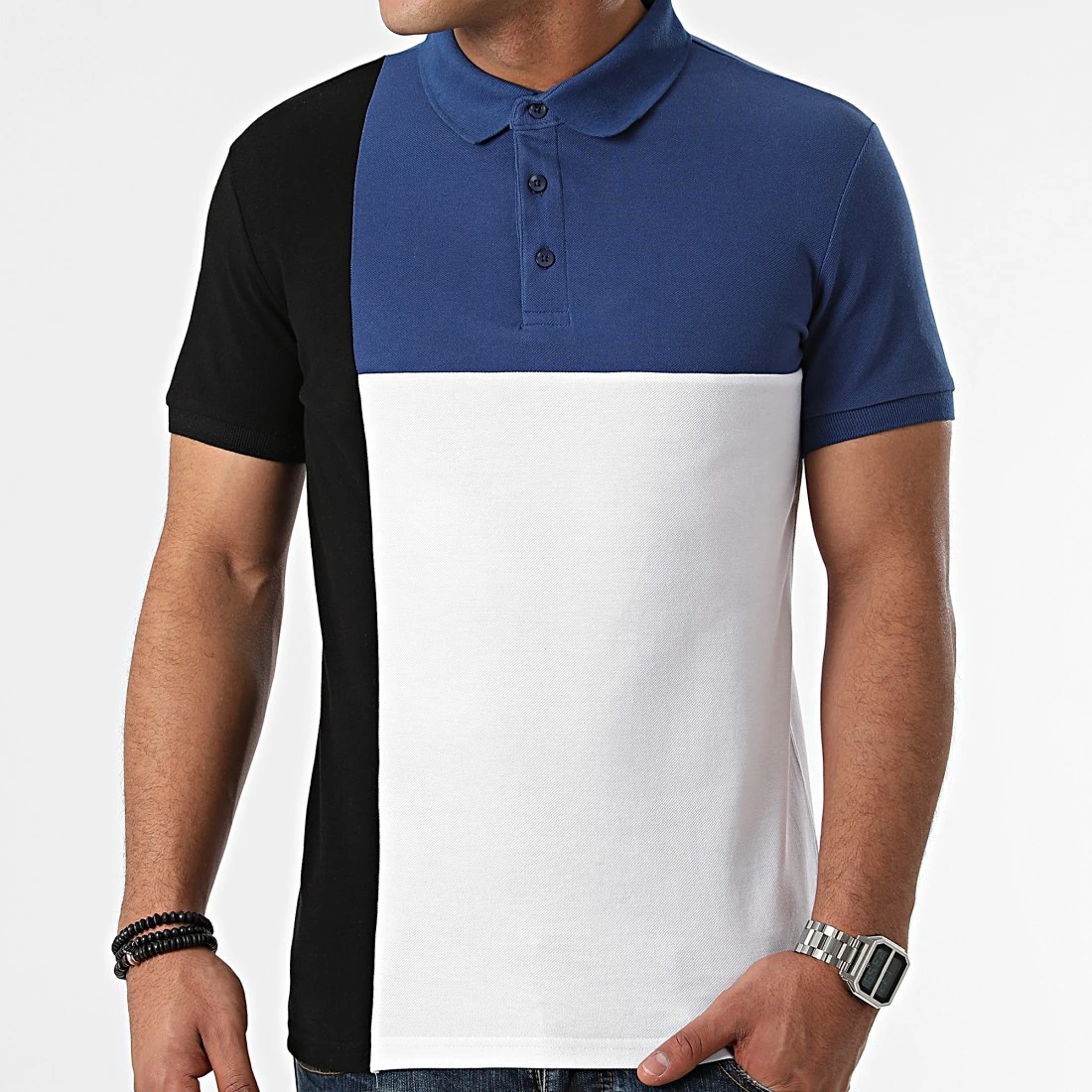 Le moins cher 🔥 Polo Manches Courtes Tricolore 1780 Noir Blanc Bleu de LBO 🔥 3 Le moins cher 🔥 Polo Manches Courtes Tricolore 1780 Noir Blanc Bleu de LBO 🔥