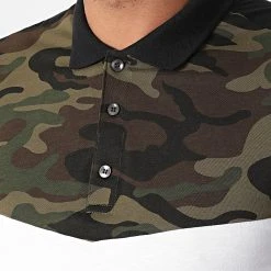 Le moins cher ❤️ Polo Manches Courtes Tricolore 1762 Noir Blanc Vert Kaki Camouflage de LBO 🔥 -France LBO Soldes Boutique lbo 274172 FAB SHALBO 1762 20211022T153412 02