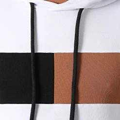 Le moins cher 👍 Sweat Capuche Bande Bicolore 1793 Blanc de LBO ✨ -France LBO Soldes Boutique lbo 274281 FAB SHALBO 1793 20211006T102734 02