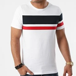 Tout neuf 🔥 Tee Shirt Slim Fit Tricolore 1655 Bleu Marine Rouge Blanc de LBO 🔔