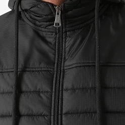 Le moins cher ❤️ Veste Zippée Capuche Bimatière Tech 1544 Noir de LBO 💯 -France LBO Soldes Boutique lbo 275387 FAB SHALBO 1544 20211015T121131 02