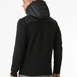 Le moins cher ❤️ Veste Zippée Capuche Bimatière Tech 1544 Noir de LBO 💯 -France LBO Soldes Boutique lbo 275387 FAB SHALBO 1544 20211015T121133 04