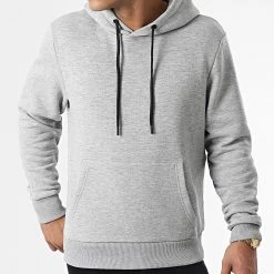 De gros 👍 Sweat Capuche Uni 89 Gris Chiné de LBO ✔️