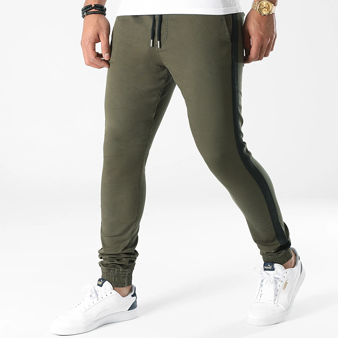 Meilleure affaire 🌟 Jogger Pant Super Skinny A Bandes 1912 Vert Kaki de LBO ✨ 3 Meilleure affaire 🌟 Jogger Pant Super Skinny A Bandes 1912 Vert Kaki de LBO ✨