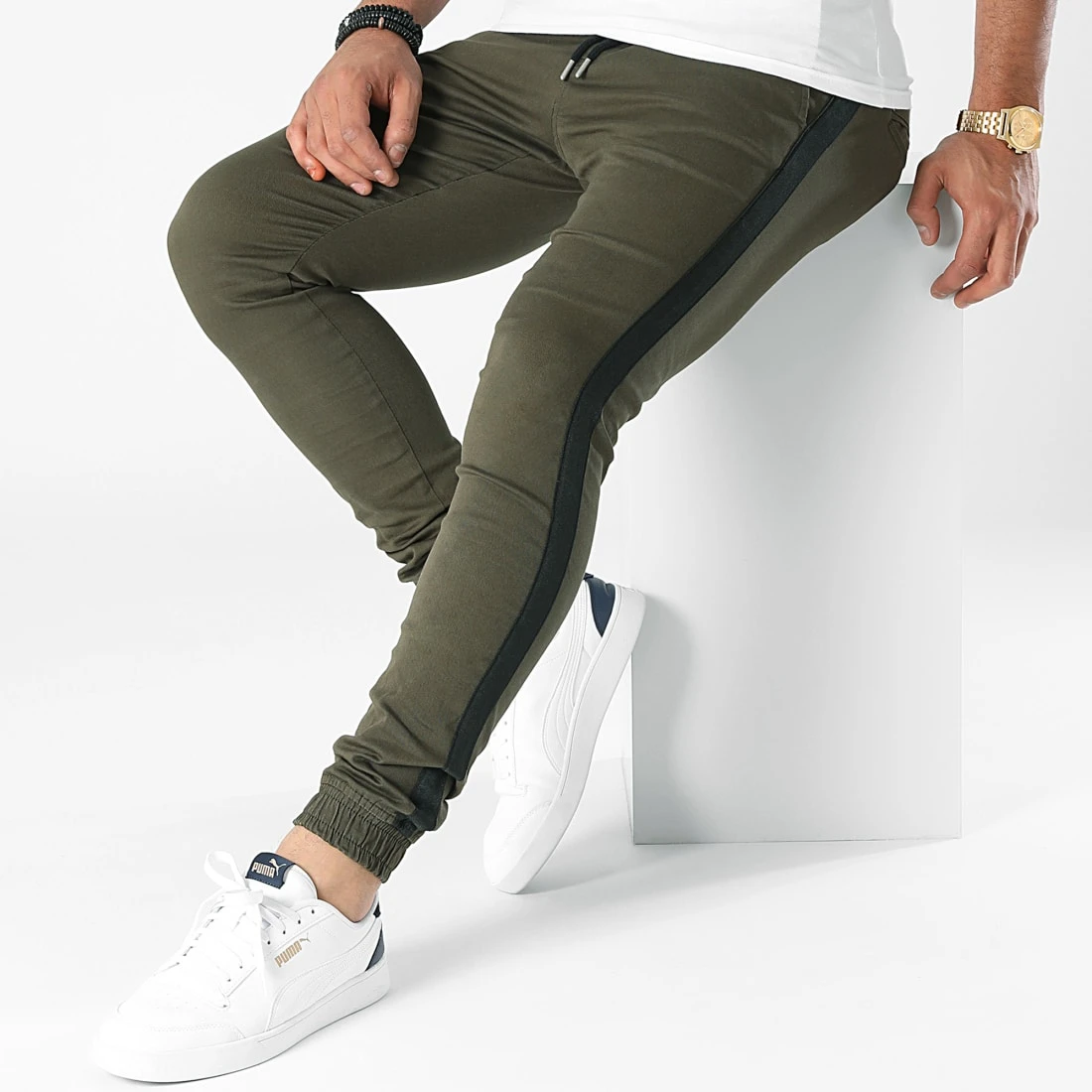 Meilleure affaire 🌟 Jogger Pant Super Skinny A Bandes 1912 Vert Kaki de LBO ✨ 5 Meilleure affaire 🌟 Jogger Pant Super Skinny A Bandes 1912 Vert Kaki de LBO ✨ – Image 3