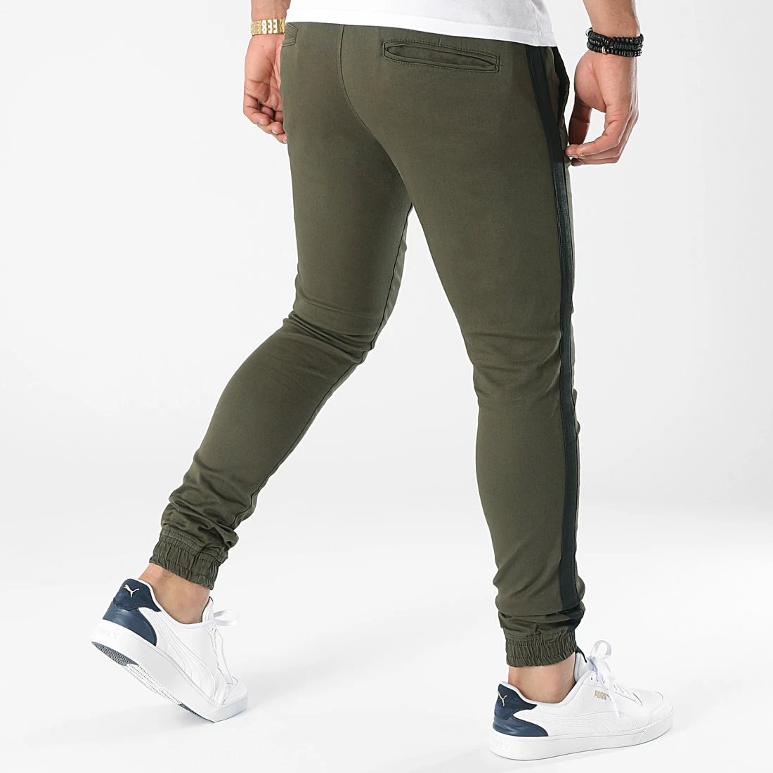 Meilleure affaire 🌟 Jogger Pant Super Skinny A Bandes 1912 Vert Kaki de LBO ✨ 6 Meilleure affaire 🌟 Jogger Pant Super Skinny A Bandes 1912 Vert Kaki de LBO ✨ – Image 4
