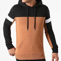 Nouveau ❤️ Sweat Capuche Tricolore 1952 Noir Blanc Camel de LBO 🤩 -France LBO Soldes Boutique lbo 277032 FAB SHALBO 1952 20210903T144321 01