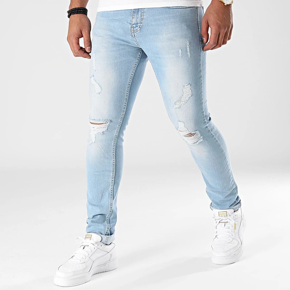 Meilleure vente 👍 Jean Slim Fit Avec Déchirures 1869 Bleu Wash de LBO 🎉 3 Meilleure vente 👍 Jean Slim Fit Avec Déchirures 1869 Bleu Wash de LBO 🎉