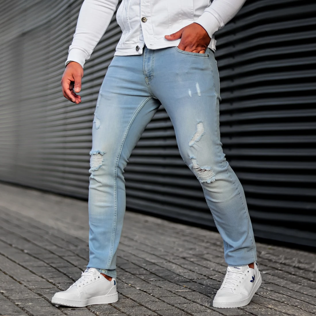 Meilleure vente 👍 Jean Slim Fit Avec Déchirures 1869 Bleu Wash de LBO 🎉 8 Meilleure vente 👍 Jean Slim Fit Avec Déchirures 1869 Bleu Wash de LBO 🎉 – Image 6