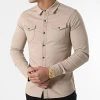 Meilleure vente 😀 Chemise Jean Manches Longues Slim Fit 2086 Beige de LBO ❤️ -France LBO Soldes Boutique lbo 285224 FAB SHALBO 2086 20220225T153346 01